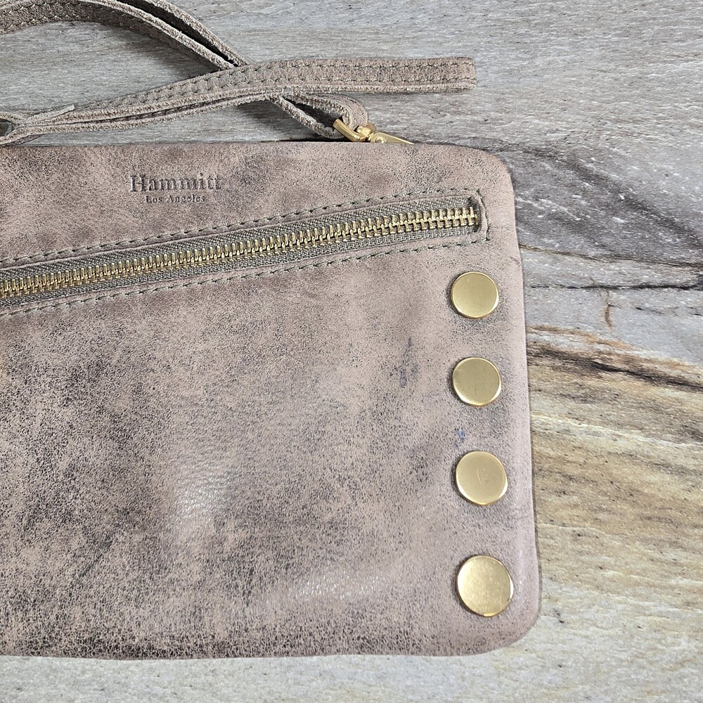 Hammitt Los Angeles Gray Leather Crossbody Clutch Wristlet Purse Pewter Nash - Picture 4 of 9